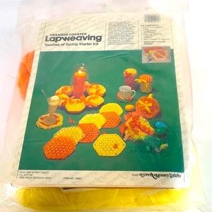 Vintage Hexagon Coaster Lapweaving NIB Touches Of Spring Starter Kit With Yarn